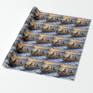 Belgian Malinois Christmas Boat Holiday Wrapping Paper