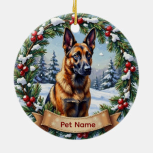 Belgian Malinois Christmas Ceramic Tree Decoration