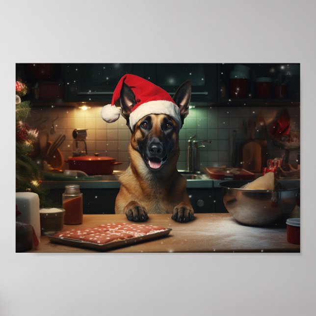 Belgian Malinois Christmas Cookies Festive Holiday Poster (Front)