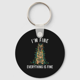 Belgian Malinois Christmas I'm Fine Everything Is  Key Ring