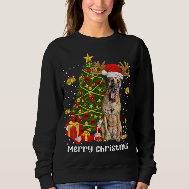 Belgian Malinois Christmas Lights Tree Santa Xmas  Sweatshirt (Front)