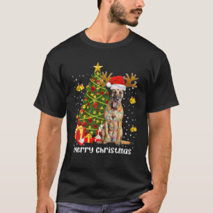 Belgian Malinois Christmas Lights Tree Santa Xmas T-Shirt