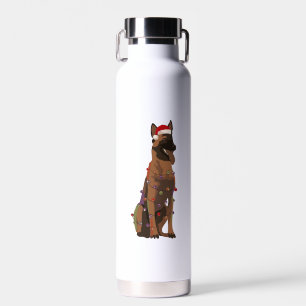 Belgian Malinois Christmas Lights Xmas Dog Lover Water Bottle