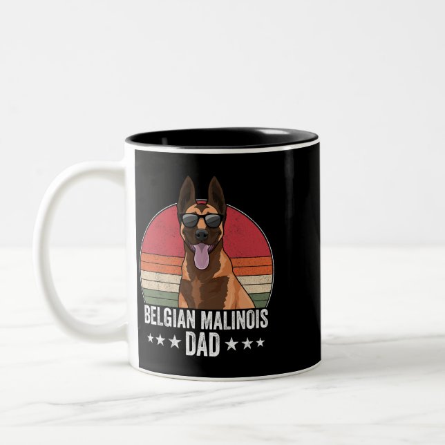 Belgian Malinois Dad Dog Sunset Retro Style for Me Two-Tone Coffee Mug (Left)
