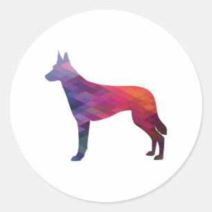Belgian Malinois Dog Breed Silhouette Geometric Pa Classic Round Sticker