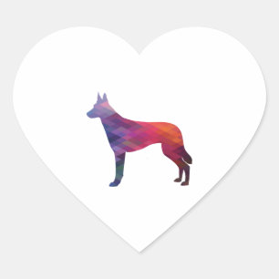 Belgian Malinois Dog Breed Silhouette Geometric Pa Heart Sticker