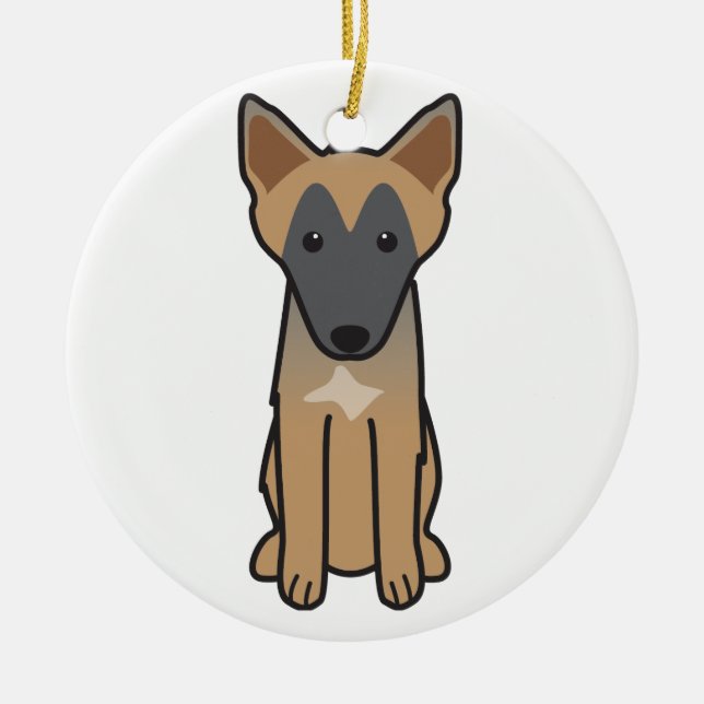 Belgian Malinois Dog Cartoon Ceramic Tree Decoration (Front)