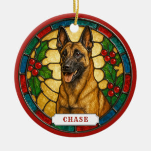 Belgian Malinois Dog Ceramic Circle Ornament