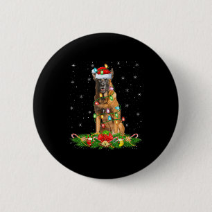 Belgian Malinois Dog Christmas Lights Funny Santa 6 Cm Round Badge