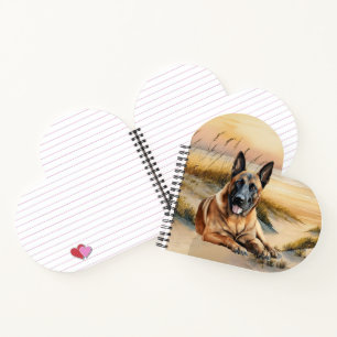 Belgian Malinois Dog Coastal Beach Cove Notebook