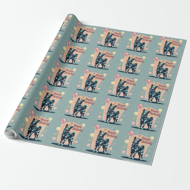 Belgian Malinois Dog Colourful  Wrapping Paper (Unrolled)