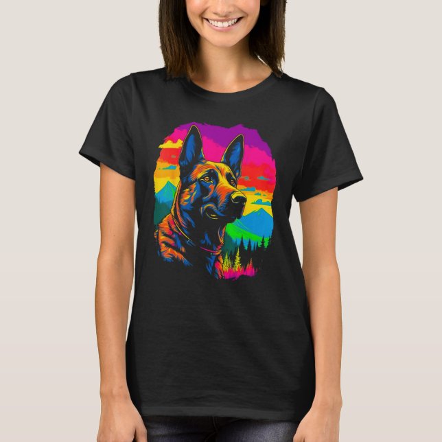 Belgian Malinois Dog Forest T-Shirt (Front)