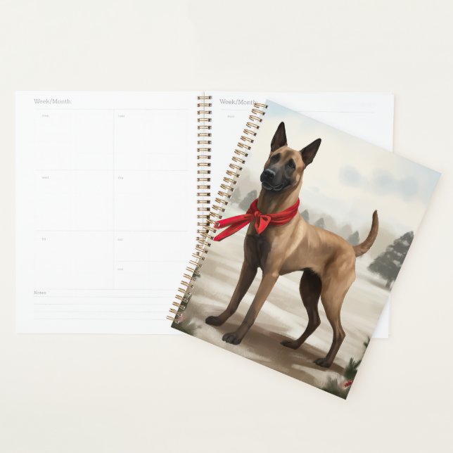 Belgian Malinois Dog in Snow Christmas Planner (Display)