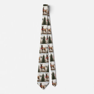 Belgian Malinois Dog in Snow Christmas Tie