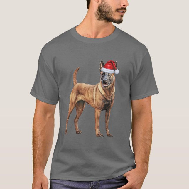 Belgian Malinois Dog Lover Funny Christmas T-Shirt (Front)