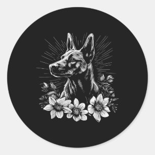 Belgian Malinois Dog Lover Retro Style Tattoo _1  Classic Round Sticker
