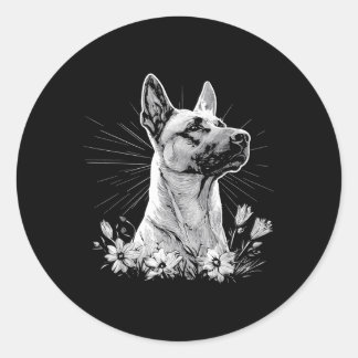 Belgian Malinois Dog Lover Retro Style Tattoo  Classic Round Sticker
