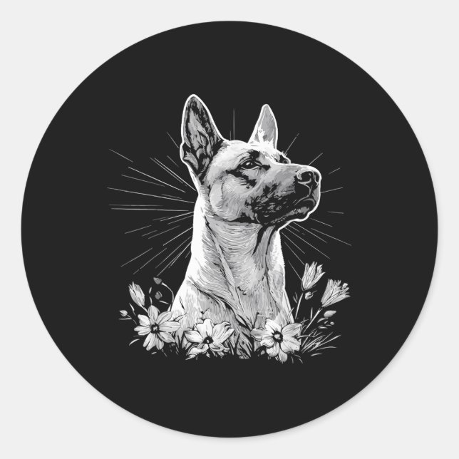 Belgian Malinois Dog Lover Retro Style Tattoo  Classic Round Sticker (Front)