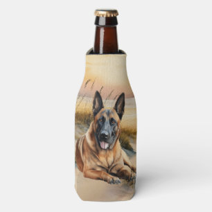 Belgian Malinois Dog Lover Sandy Beach Bottle Cooler