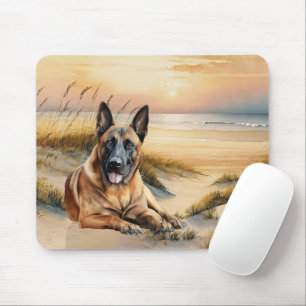 Belgian Malinois Dog Lover Sandy Beach Mouse Pad