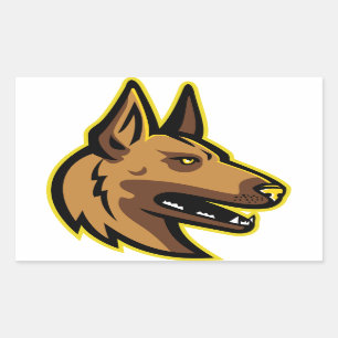 Belgian Malinois Dog Mascot Rectangular Sticker