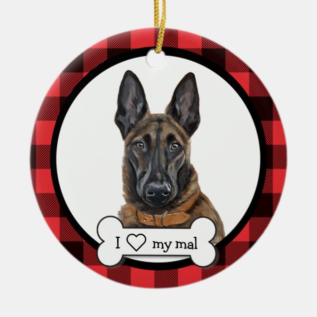 Belgian Malinois Dog Ornament (Front)