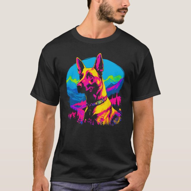 Belgian Malinois Dog Pop Art T-Shirt (Front)