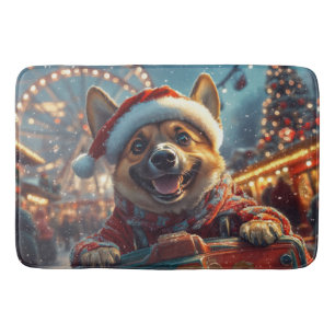 Belgian Malinois Dog Roller Coaster Christmas Bath Mat