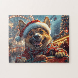 Belgian Malinois Dog Roller Coaster Christmas  Jigsaw Puzzle