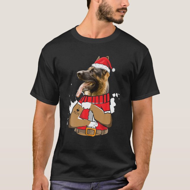 Belgian Malinois Dog Santa I Love Mum Tattoo Ugly T-Shirt (Front)
