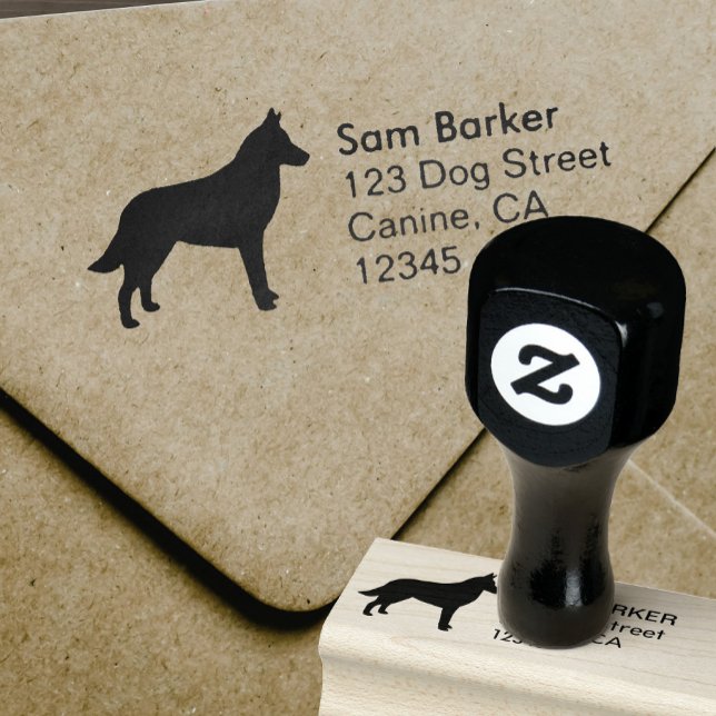 Belgian Malinois Dog Silhouette Return Address Rubber Stamp (Creator Uploaded)