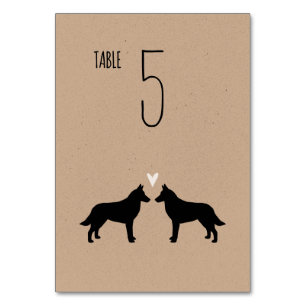 Belgian Malinois Dog Silhouettes Wedding Reception Table Number