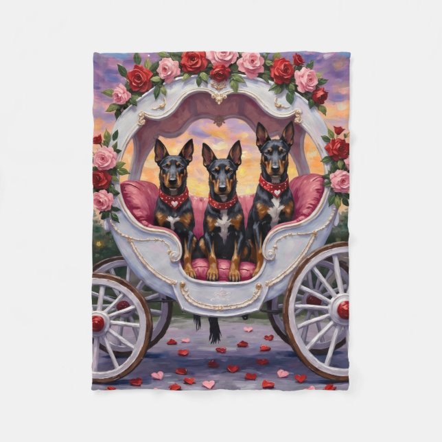 Belgian Malinois Dog Valentine's Day Fleece Blanket (Front)