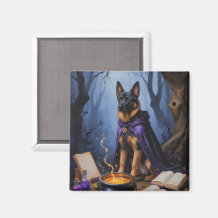 Belgian Malinois Dog Whimsical Halloween Painting Magnet