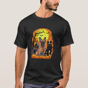 Belgian Malinois Dog With Pumpkins Scary Halloween T-Shirt