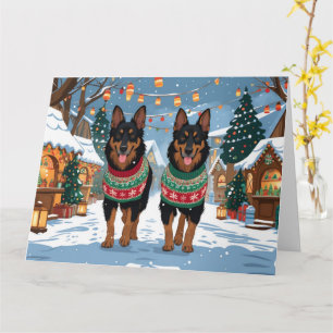 Belgian Malinois Dogs Christmas Snow Holiday Card