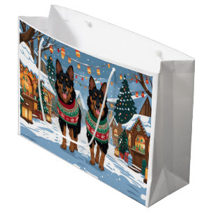 Belgian Malinois Dogs Christmas Snow Holiday  Large Gift Bag
