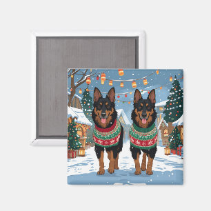Belgian Malinois Dogs Christmas Snow Holiday Magnet