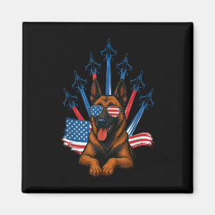 Belgian Malinois Fighter Jet Aeroplane Patriotic D Magnet
