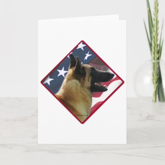 Belgian Malinois Flag 2 Holiday Card (Front)