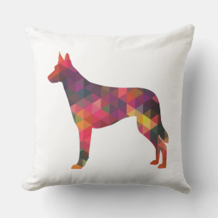 Belgian Malinois Geometric Pattern Silhouette Mult Cushion