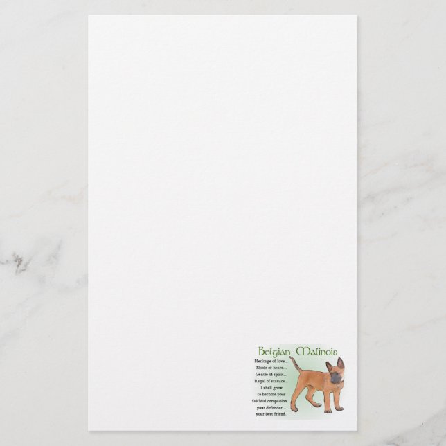 Belgian Malinois Heritage of Love Stationery (Front)