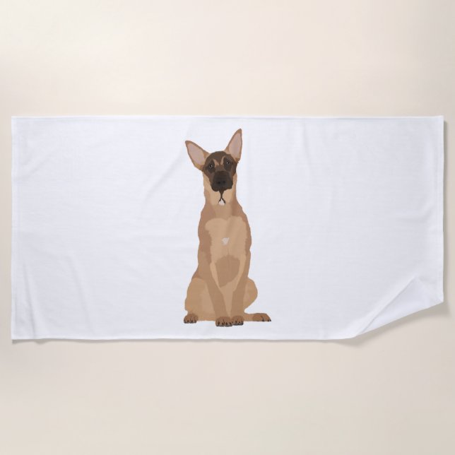 Belgian Malinois Illustration! Beach Towel (Front)