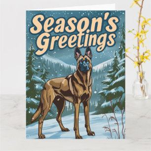 Belgian Malinois in Snow Christmas Card