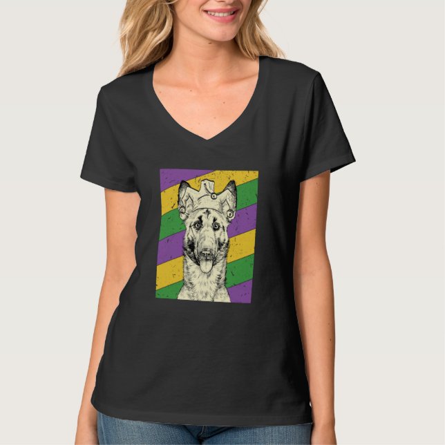 Belgian Malinois Jester Mardi Gras Dog Mom or Dad T-Shirt (Front)