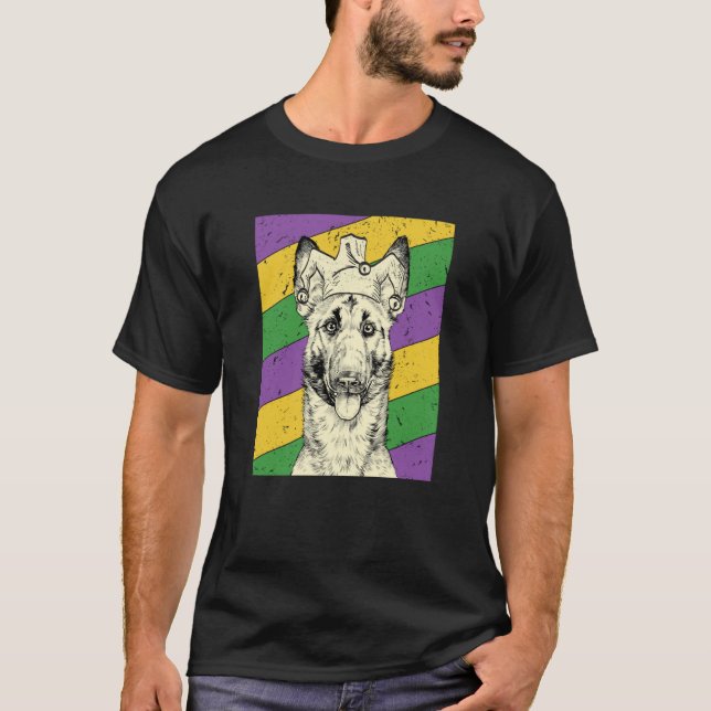 Belgian Malinois Jester Mardi Gras Dog Mom or Dad T-Shirt (Front)