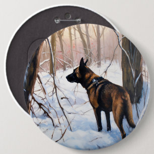 Belgian Malinois Let It Snow Christmas 6 Cm Round Badge