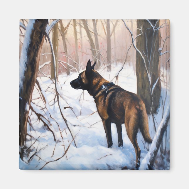 Belgian Malinois Let It Snow Christmas Magnet (Front)
