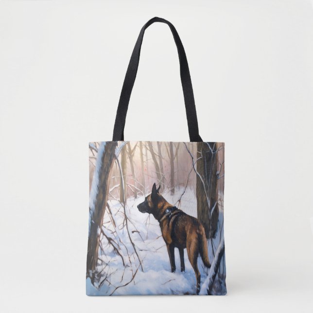 Belgian Malinois Let It Snow Christmas Tote Bag (Front)