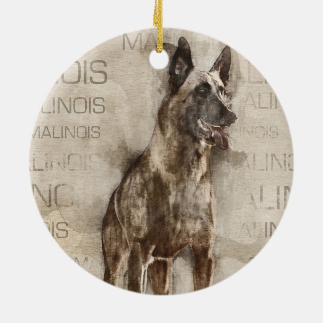Belgian Malinois - Mechelaar  - Maligator Ceramic Tree Decoration (Back)